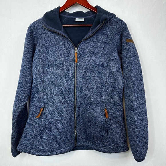 Columbia Knit Sweater Long Sleeve Hoodie Thick Winter Drawstring Full Zip Medium - Picture 11 of 11